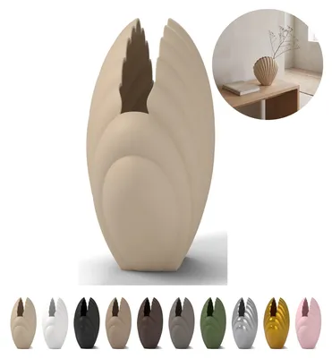 Produktbild von Deko Vase Muschel 13,8 cm, skulptural aus PLA – Beige