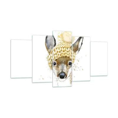 Produktbild von Bilder auf glas - Tier Hut Hirsch modern - 160x85cm - Glasbilder - Wandbilder - Kunstdruck - zum Aufhängen bereit - Wanddekoration aus Glas - Glas Bilder - Wandbild auf Glas - 5 Teile - GEA160x85-2861