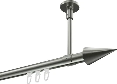 Produktbild von Interdeco Innenlaufstange / Gardinenstange mit Innenlauf Edelstahl-Optik, Typ Sonette Savio (Kegel) Deckenmontage, 20 mm Ø 1-läufig, 440 cm