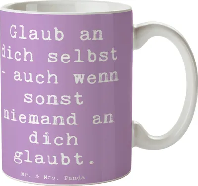 Produktbild von Mr. & Mrs. Panda Tasse Spruch Glaube an dich selbst - Lavendeltraum - Geschenk, Kaffeetasse, sich, Motivation, Keramiktasse, Glaub, Stimmungen, keramik, Selbstbewusstsein