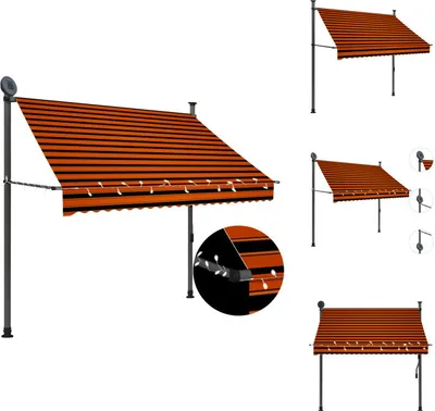 Immagine prodotto di vidaXL Tenda da sole retrattile a comando manuale con LED 200 cm arancione marrone - Tende da sole