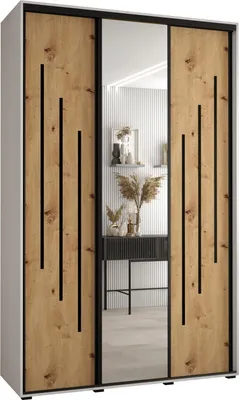 Produktbild von MEBLE KRYSPOL Cannes 9 Schrank mit 3 Schiebetüren - 205,2x160x45 cm - Weiß Artisan Schwarz