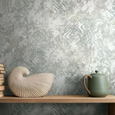 Produktbild von marburg Tapete Grau Grün 3D-Optik in Betonoptik Grafisch Modern für Wohnzimmer S