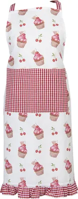 Produktbild von Clayre & Eef Küchenschürze 70x85 cm Rot Rosa Baumwolle Cupcakes