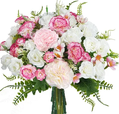 Immagine prodotto di Composizione floreale artificiale, rosa e bianca, in seta, per matrimonio