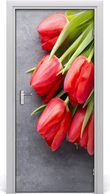 Produktbild von Tulup Türaufkleber 95x205 cm Dekorative Aufkleber Selbstklebend Wasserdichte Tapete Abnehmbar Schlafzimmer Wohnzimmer Wohnkultur - rote Tulpen