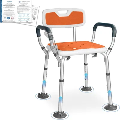 Zdjęcie produktu dla Wózek prysznicowy, z podłokietnikami, regulowany 70-82 cm, aluminium, dla seniorów