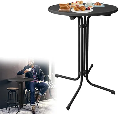 Produktbild von YARDIN Stehtisch Klappbar Stehtische Bistrotisch Ø 80cm Rund Indoor Outdoor Gartentisch Partytisch für Veranstaltungen, Bars, Clubs oder Restaurants(Schwarz)
