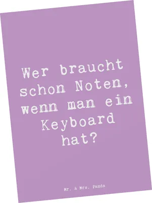Produktbild von Mr. & Mrs. Panda Postkarte Spruch Keyboard Freude - Lavendeltraum - Geschenk, bildkarte, Streichinstrumente, Lernen, Instrument, Musik, Begleitautomatik, Sequenzer