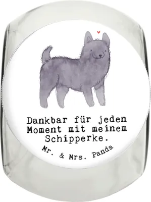 Produktbild von Mr. & Mrs. Panda Dose Schipperke Moment L 870ml - Weiß - Geschenk, Belgische Hunderasse, schraubglas, leckerlidose, Bonbonglas, Vorratsglas, Aufbewahrungsdose