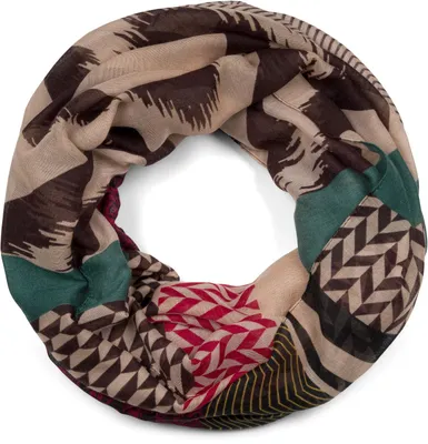 Produktbild von styleBREAKER Damen Loop Schal im Zick-Zack Paisley Muster Mix, Schlauchschal leicht mehrfarbig bunt, Tuch 01017145