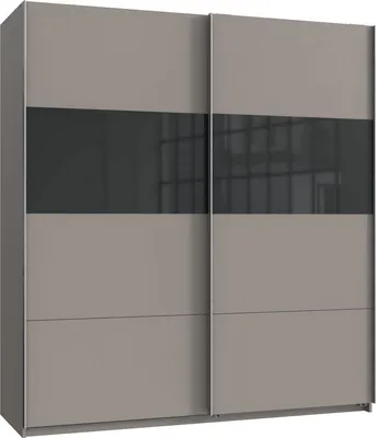 Produktbild von Schwebetürenschrank Bramfeld Kleiderschrank Ausfürung wählbar,Sahara grau / Schwarzglas,180x64x198cm