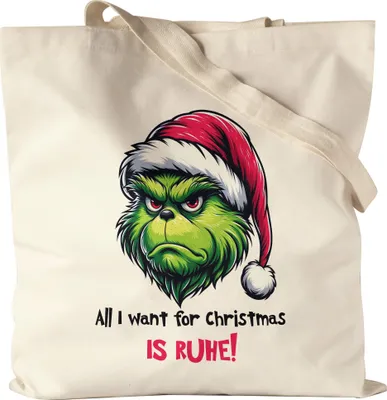 Produktbild von All I want for Christmas is Ruhe Anti Weihnachten Jutebeutel Weihnachtsmuffel Ruhe