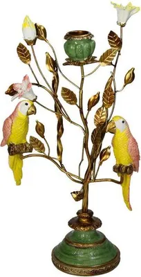 Produktbild von Kerzenständer Blätter Vögel Bronze ↑33cm Deko Innen Außen Metall Polyresin