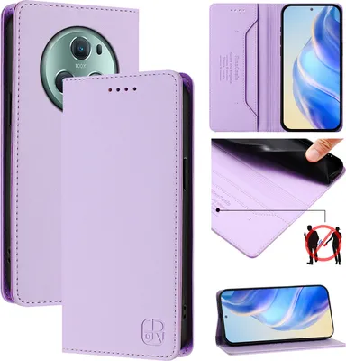 Immagine prodotto di Custodia in pelle per Honor Magic5 Pro, flip case con slot per carte, portafoglio e supporto Viola