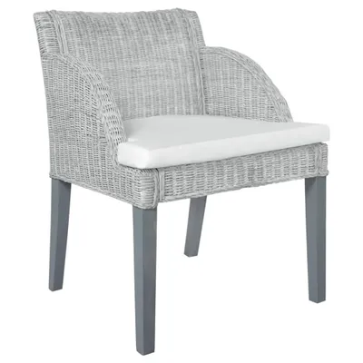 Image de vidaXL Chaise de salle à manger avec coussin 2 pcs. Gris Naturel Rotin