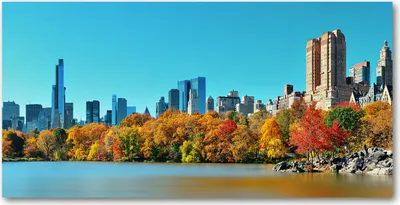 Produktbild von Tulup® Leinwandbild -100x50 cm - Wandkunst - Drucke auf Leinwand - Leinwanddruck  - Sehenswürdigkeiten & Architektur - Mehrfarbig - New York im Herbst