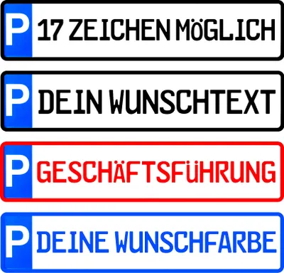 Produktbild von 1x  Kennzeichen 17 Zeichen Parkplatzschild Wunschkennzeichen Nummernschild