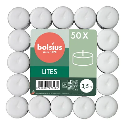 Zdjęcie produktu dla Bolsius Białe Świece Lites Bezzapachowe 3,5 H 50szt