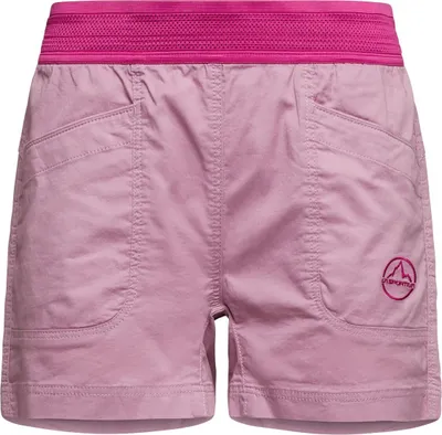 Joya Short W von La Sportiva in Rosa mit elastischem Bund und zwei seitlichen Taschen.