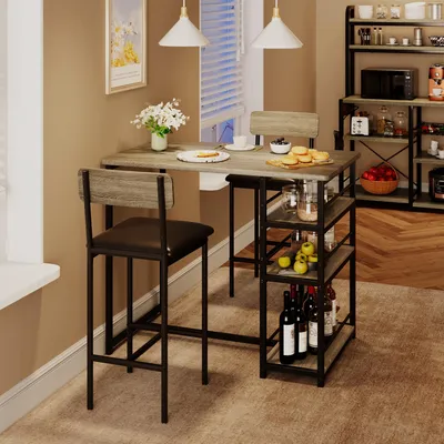 Productafbeelding van IDEALHOUSE Bartischset, 3-delig, eettafel met 2 gestoffeerde stoelen