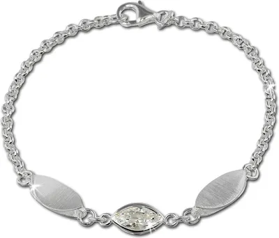 Produktbild von SilberDream 19cm Silberarmband Blatt glitzer weiß Damen Armschmuck D2SDA418W