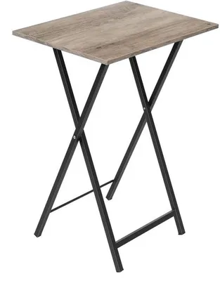 Produktbild von Unyqoos® Klappbarer Beistelltisch mit multifunktionalem Tablett, Metallgestell im Retro-Industrie-Look – ideal als TV‑Tablett & für Picknick, 48 x 36 x 66,5 cm