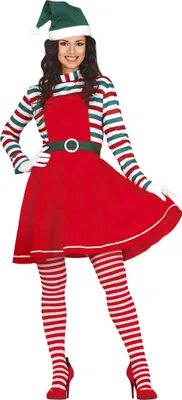 Produktbild von Weihnachtself Damenkostüm rot-grün - L (42-44)