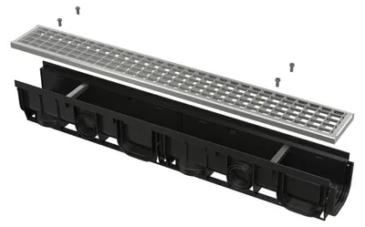 Zdjęcie produktu dla Entwässerungsrinne 100 mm mit Kunststoffrand und Rost verzinkt B125