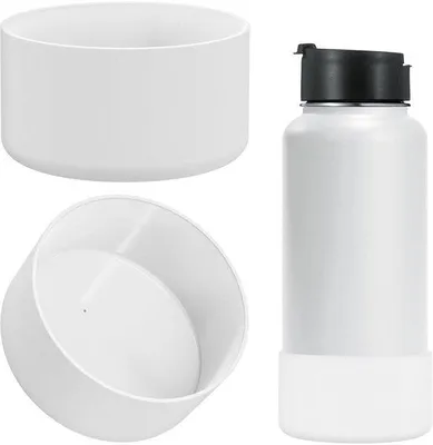 Produktbild von Silikon Wasserflaschenbeschützer - Weiß - 2 Stück - Kompatibel mit Flaschenhalter