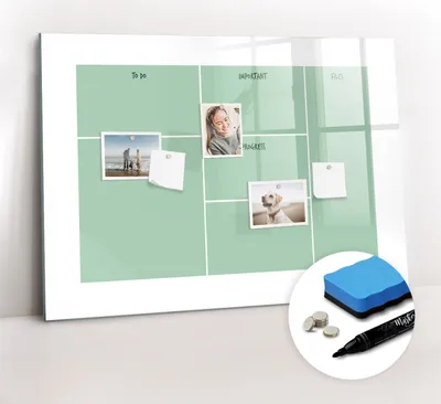 Produktbild von Magnetpinnwand Memoboard - Zubehörsatz - Schwarzer Marker + Schwamm + Magnete - 100 x 70 cm - Büroorganisator