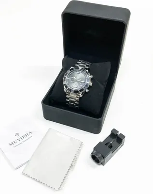 Produktbild von MUYIERA Herrenuhren Quarz-Chronograph - Edelstahl Business-Armbanduhren mit Saphirglas, Multifunktionsanzeigen, Leuchtzeiger und 3ATM Wasserdicht in Schwarz