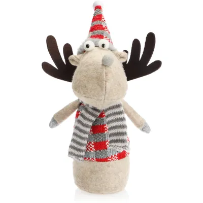Produktbild von COM-FOUR® Elchfigur für die Weihnachtsdeko, winterliche Rentier-Figur als schwedische Dekoartikel, niedlicher Kantenhocker als Raumschmuck oder Geschenk