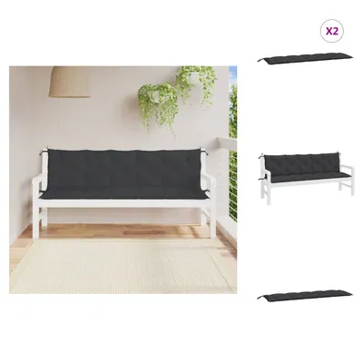 Immagine prodotto di vidaXL Cuscini per panca da giardino 2 pezzi neri 180x50x7 cm Tessuto Oxford - cuscino per seduta