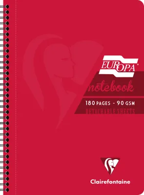 Produktbild von Clairefontaine 5x Spiralbuch A4, 90 Blatt liniert mit Rand Rot 5805Z