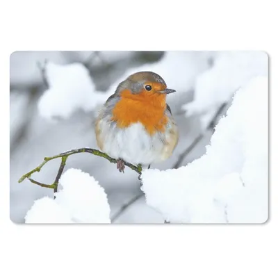 Produktbild von MuchoWow® Mauspad Mousepad Rotkehlchen - Schnee - Winter 27x18 cm - Mousepads - Maus Mat - Pad - Mausunterlage - Büroartikel - Desk Matten