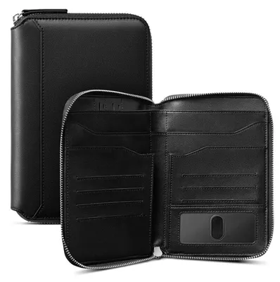 Produktbild von Familienpasshülle Leder Schwarz für 4-6 Reisepässe Dokumententasche Reisebrieftasche