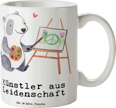 Produktbild von Mr. & Mrs. Panda Tasse Künstler Leidenschaft - Weiß - Geschenk, Becher, Teetasse, Kaffeetasse, Pott, Maler, Lustig, Bedruckte, Spruch, Witzig