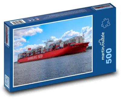 Zdjęcie produktu dla Puzzle 500 Hamburg - statek kontenerowy na Łabie - martinpuzzle