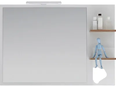 Obrázok produktu pre Wandspiegel >Jenn Y< in weiß-glänzend aus Massivholz - 100x74,5x15,5cm (BxHxT)