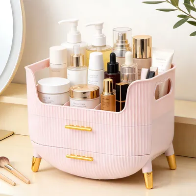 Produktbild von Make-up Organizer mit 2 Schubladen - Multifunktional in Rosa