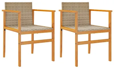 Produktbild von vidaXL Gartenstühle mit Kissen 2 Stk. Beige Poly Rattan Massivholz