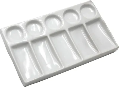 Imagen del producto de Paleta de porcelana con 10 compartimentos, 19 x 11 x 2,5 cm, de cerámica, para acuarelas