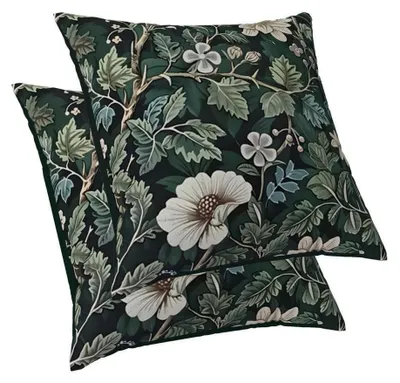 Immagine prodotto di Copri cuscini, verde, motivo pianta e fiore, set da 2, 50 x 50 cm, poliestere