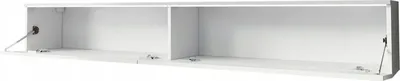 A white, two-door wall-mounted cabinet with its doors open.