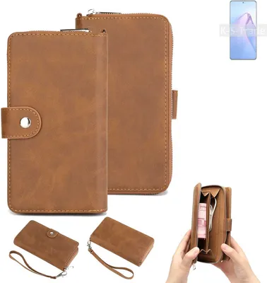 Produktbild von K-S-Trade Handyhülle Schutzhülle kompatibel mit Oppo Reno8 Pro Global & Portemonnee Tasche Handytasche Case Etui Geldbörse Wallet braun (1x)