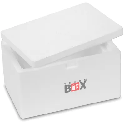 Produktbild von THERM BOX Styroporbox 1W Innen: 19x10x8cm Wand 3cm Volumen 1,6L Isolierbox Thermobox Kühlbox Warmhaltebox Wiederverwendbar