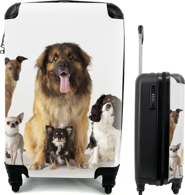 Produktbild von MuchoWow® Koffer Handgepäck Trolley Rollkoffer Kleine Reisekoffer mit 4 Rollen - Gruppenbild von Hunden - Cabin Size < 55x40x23 cm & 55x40x20 cm - Fotokoffer - Kabinenkoffer - Boardgepäck - Reise-Box - Reisekoffer - Reisegepäck - Koffer mit Bild - Trolley für Kinder