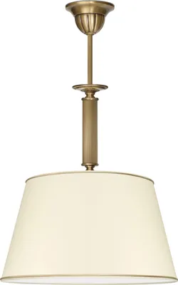 Produktbild von Messing Pendelleuchte elegant Stoffschirm Goldpatina 55cm O35cm E27 60W Esstisch Küche Wohnzimmer handgefertigt
