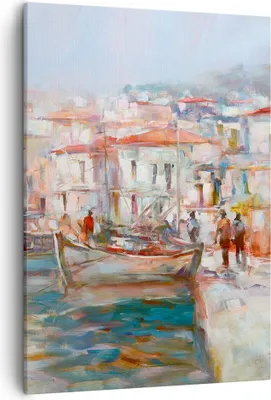 Produktbild von Bild auf Leinwand - Leinwandbild - Einteilig - Insel Boote Hafen - 50x70cm - Wand Bild - Wanddeko - Wandbilder - Leinwanddruck - Kunstdruck - Wanddekoration - Leinwand bilder - Wandbild - PA50x70-4852